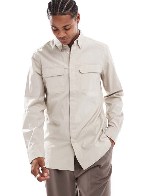 French Connection - Beige skjorte med to brystlommer