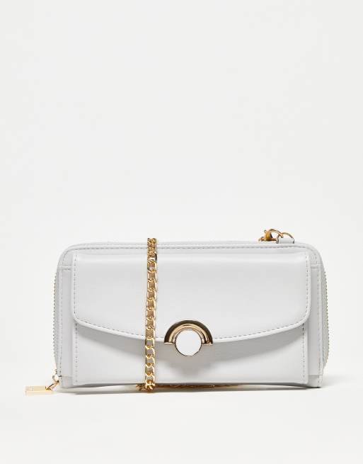 French Connection – Biała zapinana na zamek portmonetka crossbody