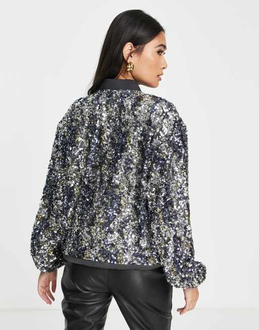 Sequin bomber outlet jacket