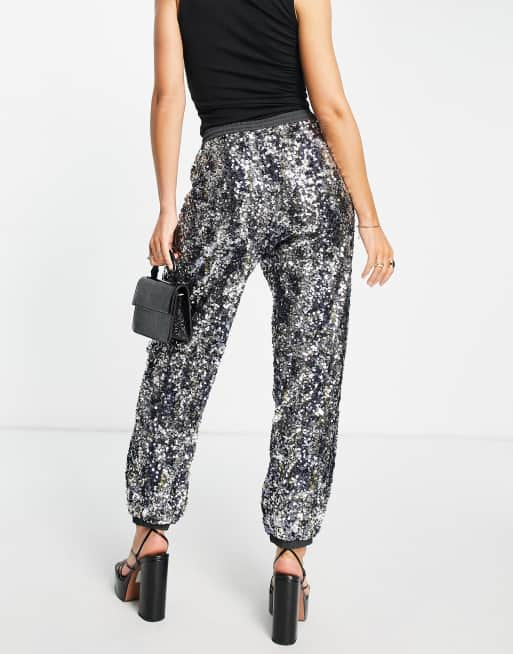 Silver sequin jogger on sale pants