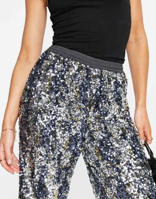 Silver sequin jogger store pants