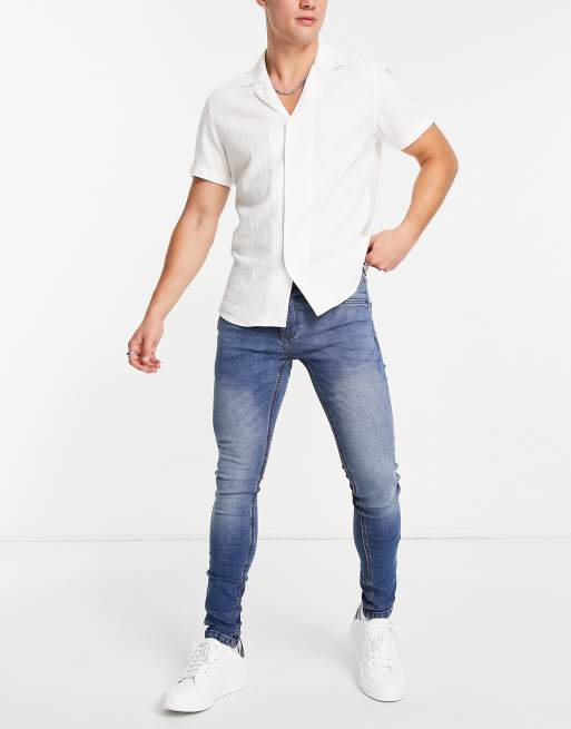 French Connection – Blå stretchjeans med supersmal passform, 4 av 4