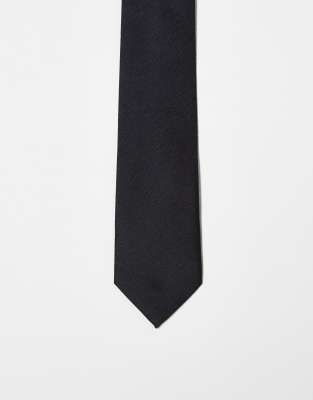 French Connection black plain woven tie | ASOS