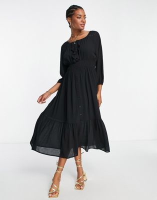 French Connection boho maxi dress in black - ASOS Price Checker