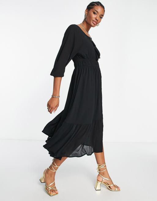 Black boho outlet midi dress