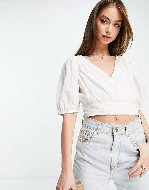 French Connection Boiella crop top in white