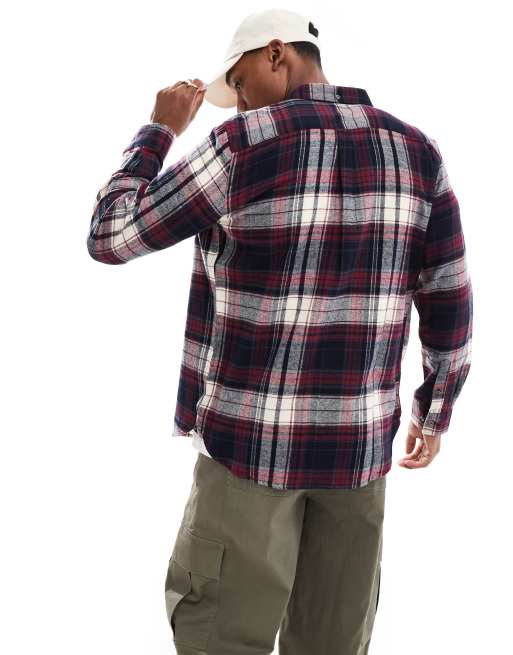 French Connection - Bordeauxrød og ternet flannelskjorte med lange ærmer, 4 af 4