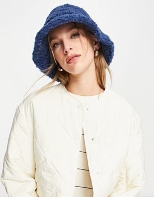 French Connection borg bucket hat in blue