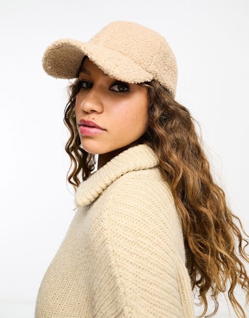 French Connection borg cap in beige