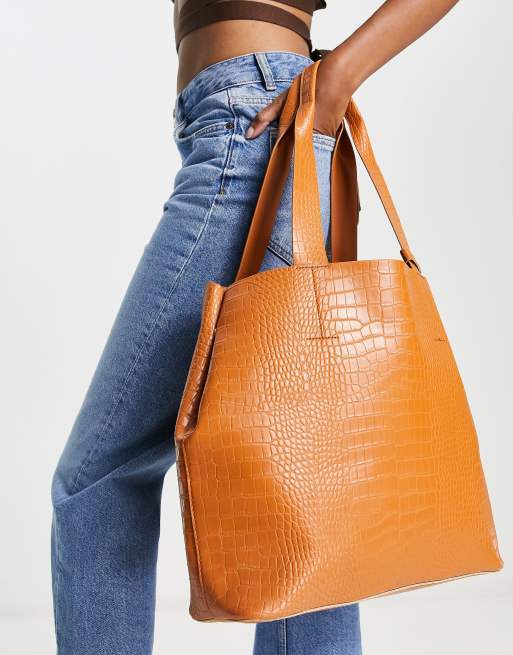 French Connection - Borsa shopping strutturata color cuoio