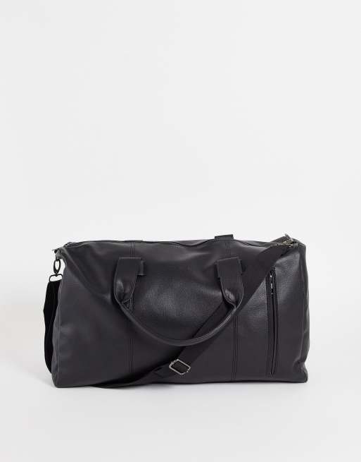 French Connection - Borsone classico nero in pelle sintetica
