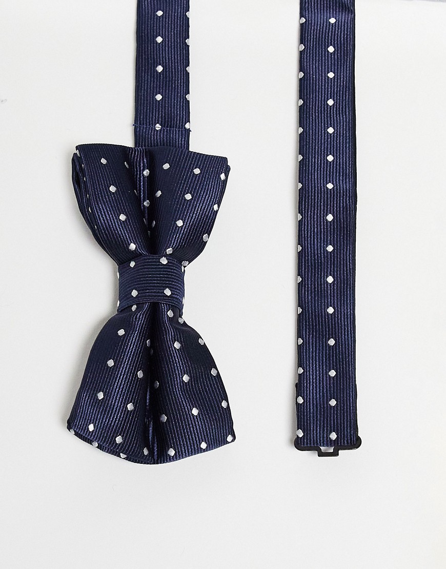 French Connection bow tie in navy polka dot
