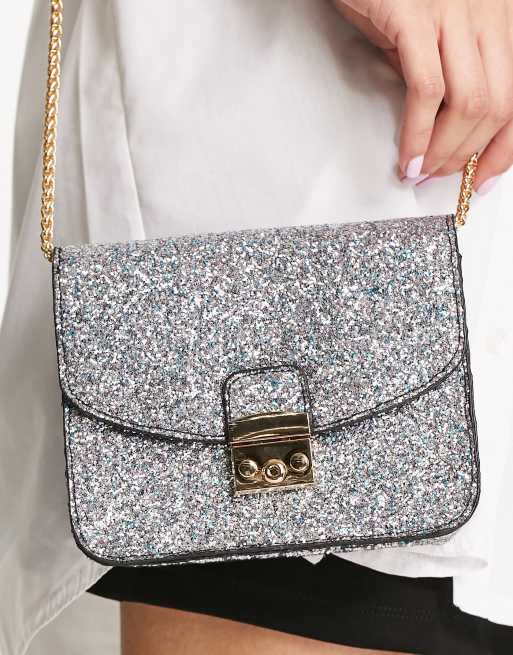 Puffer Crossbody Backpack in Shimmer Gray with Silver Star