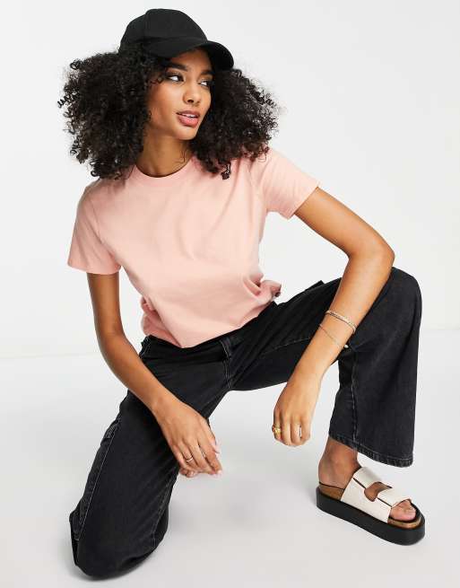 French Connection – Boyfriend-T-Shirt aus Baumwolle in Korallenrosa - LPINK