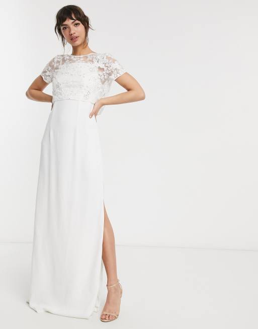 French Connection bridal isla embellished column dress ASOS