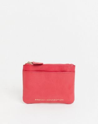French Connection – Brieftasche aus Leder mit Reißverschluss und Kartenfach in Rosa
