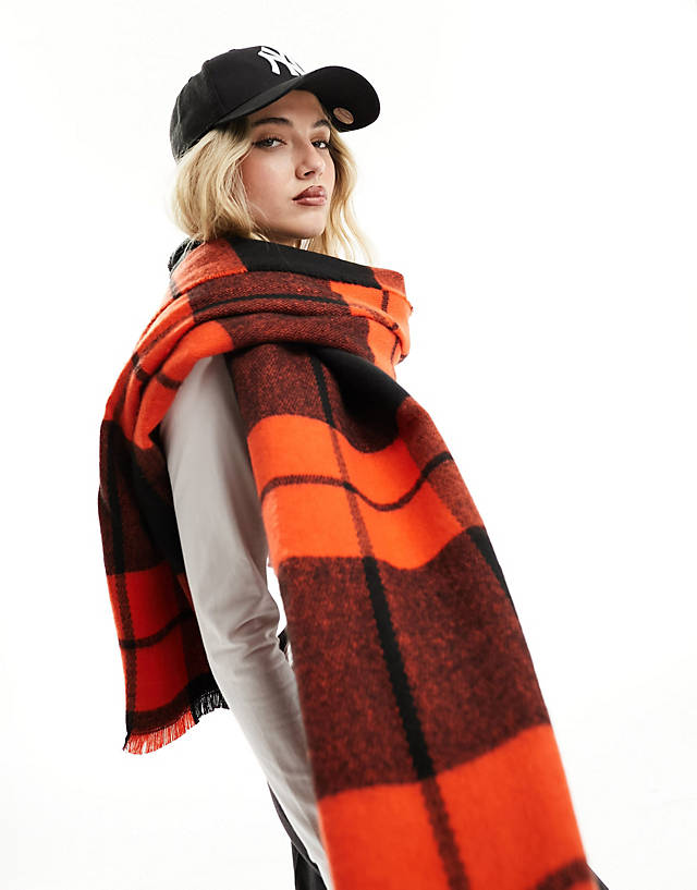 French Connection - brighter check scarf in red