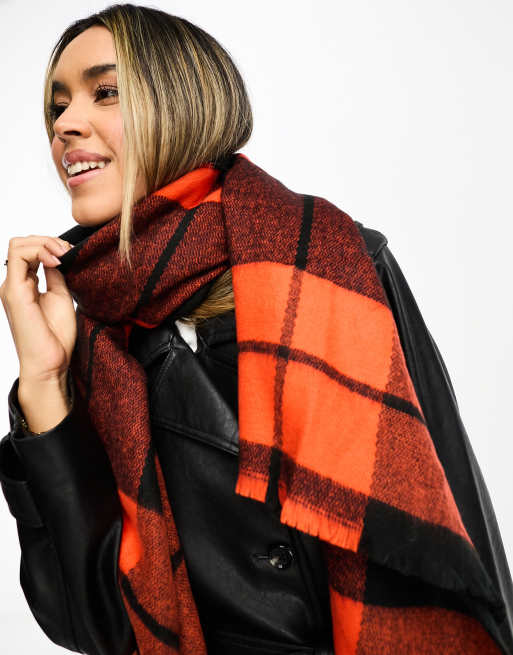 French Connection brighter check scarf in red