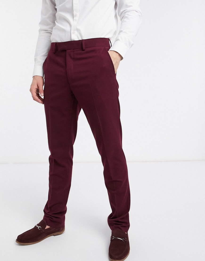 French Connection - Bruiloft - Slim-fit flanellen pantalon suit trousers-Rood