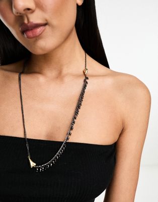 French Connection brushed heart and bead rope necklace - ASOS Price Checker
