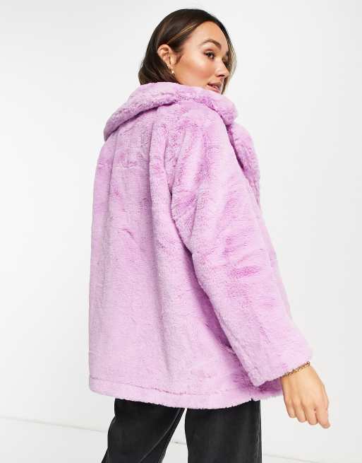 Faux fur coat lilac sale