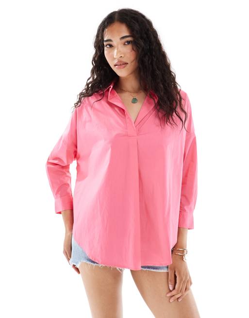 French Connection button up shirt in pink