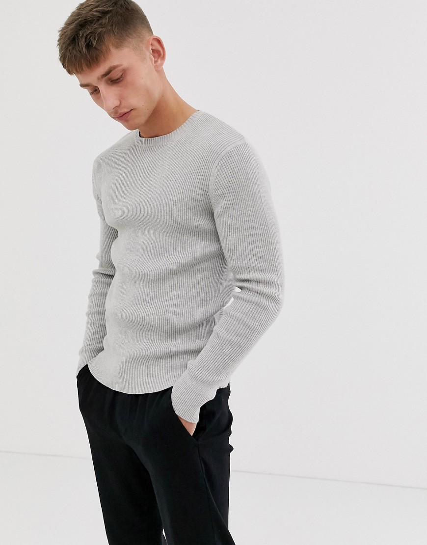 French Connection cable crew neck jumper-Grey