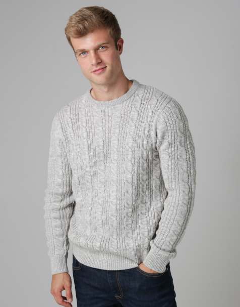 French Connection Cable knit crew neck jumper in ecru - view 1