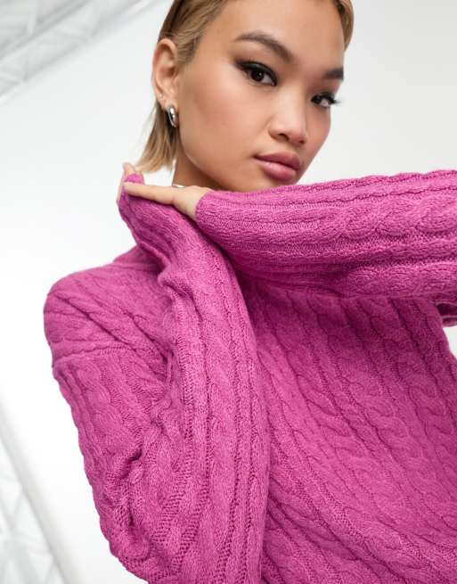 French Connection cable knit jumper in purple