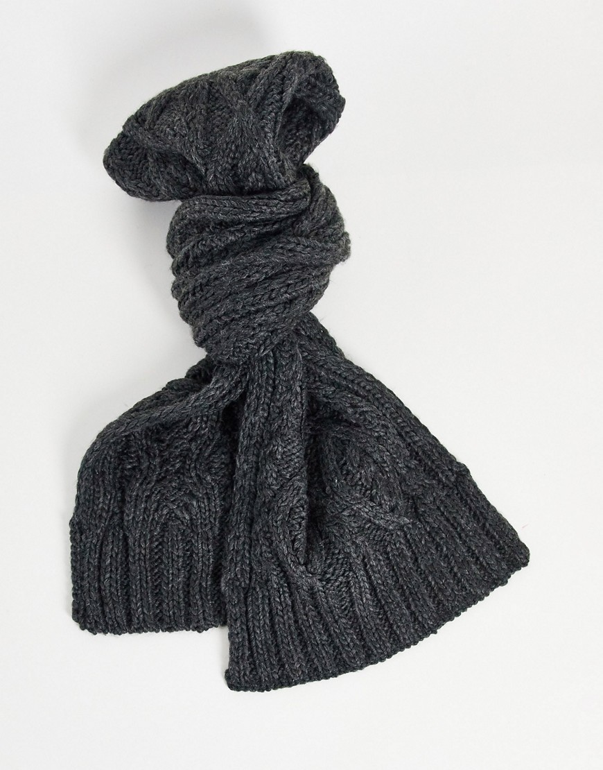 French Connection Cable Scarf In Gray-grey