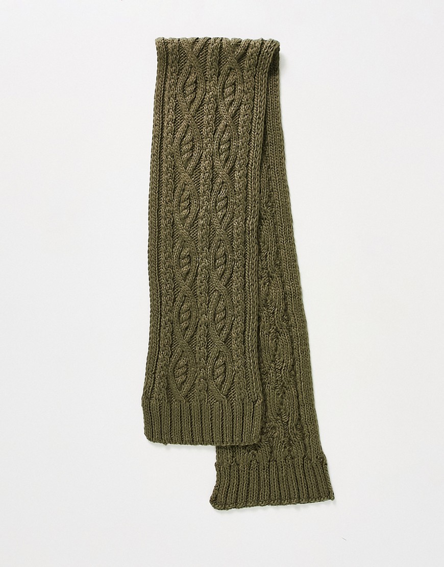 French Connection Cable Scarf In Khaki-green