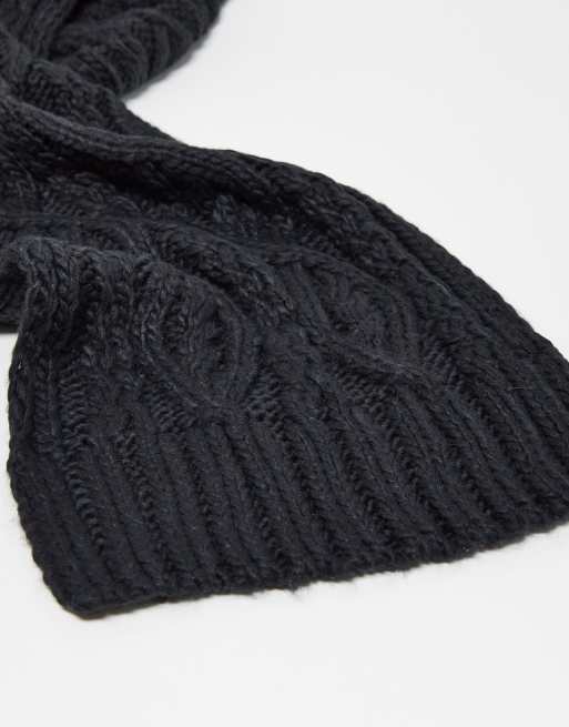 French Connection cable scarf in navy ASOS