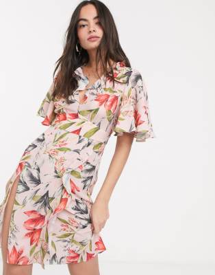 Cadencia crepe sale floral maxi dress