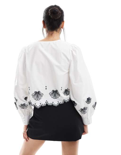 French Connection - Cambria - Blouse en coton brodé - Blanc , 3 de 4