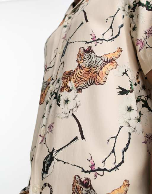 French Connection Camicia a maniche corte color pietra con