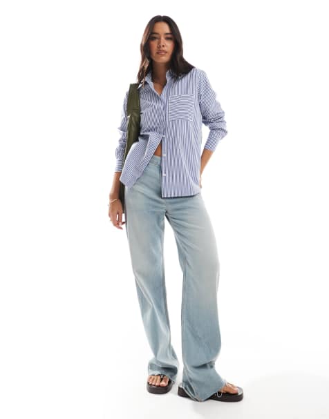 French Connection - Camicia a righe blu e bianche con abbottonatura a pressione - view 1