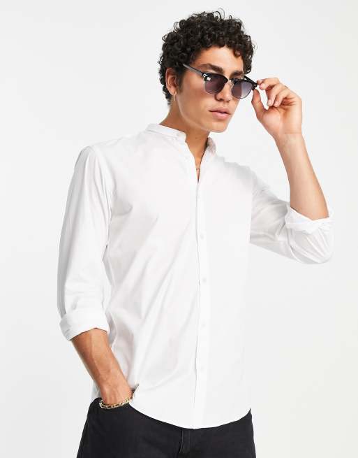 French Connection - Camicia bianca con collo serafino