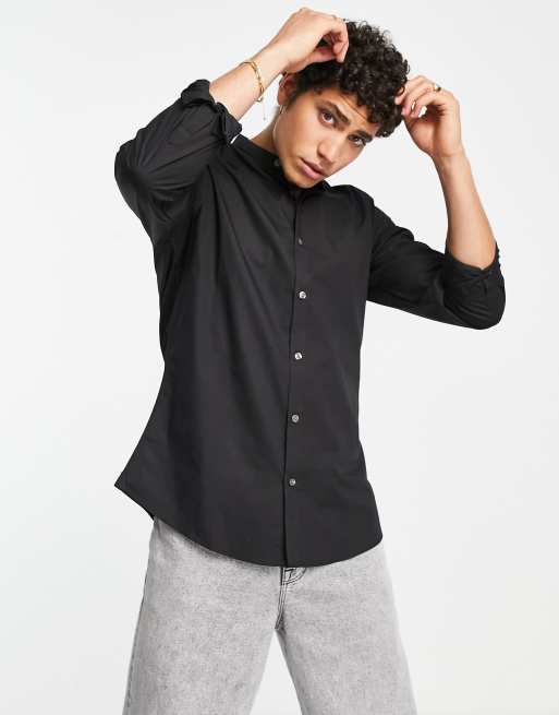 French Connection - Camicia con collo serafino nera