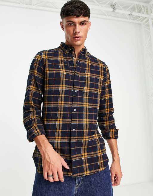 French Connection - Camicia di flanella a maniche lunghe blu navy multicolore a quadri
