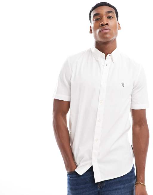 French Connection - Camicia Oxford a maniche corte bianca