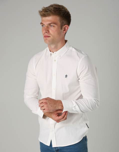 French Connection - Camicia Oxford in cotone bianca a maniche lunghe - view 1