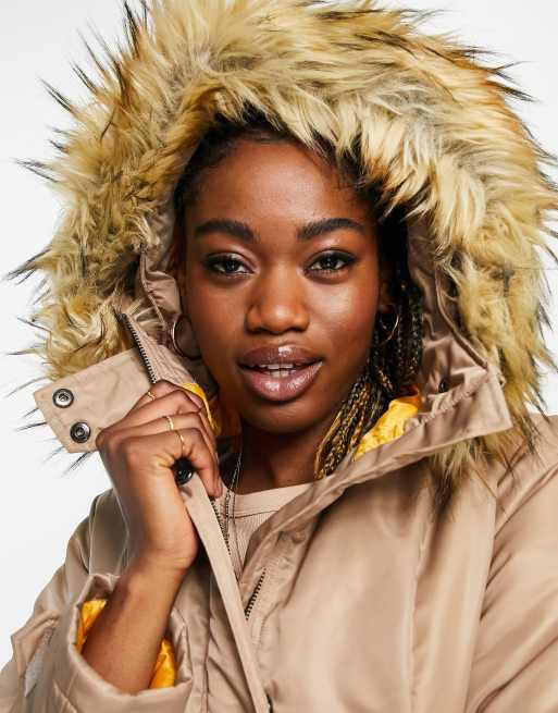 French connection parka hot sale with faux fur hood