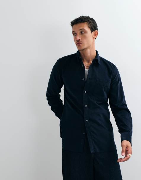 French Connection - camisa de pana de manga larga en azul marino - view 1