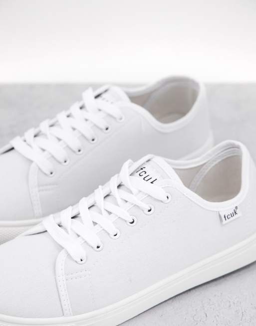 French connection white hot sale leather trainers