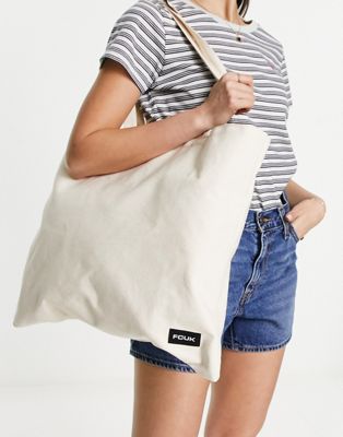 French Connection canvas tote bag in white