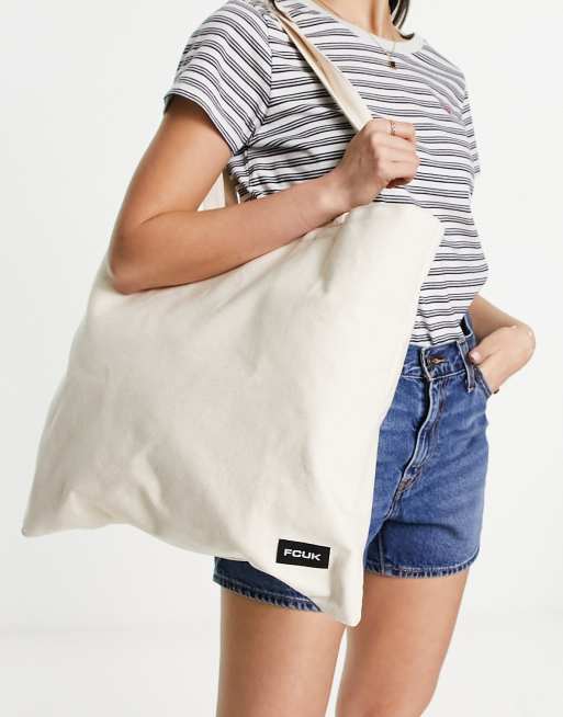French Connection - Canvas tote in wit