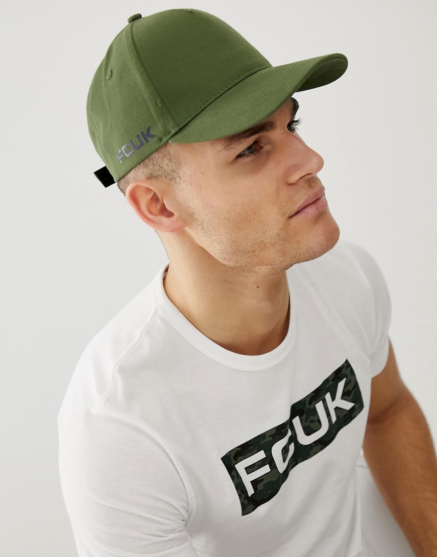 French Connection - Cappellino con logo laterale-Verde