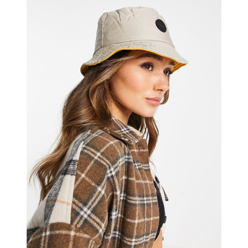  m9pcX French Connection - Cappello da pescatore double-face in nylon color talpa tenue e giallo