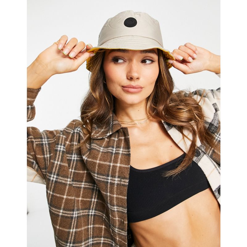  m9pcX French Connection - Cappello da pescatore double-face in nylon color talpa tenue e giallo