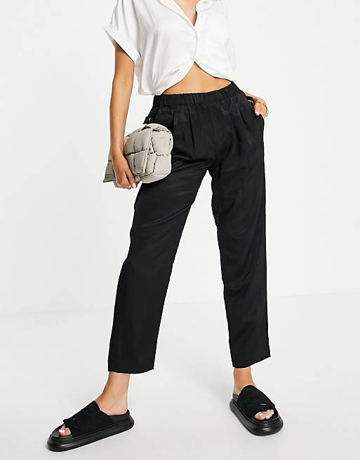 French Connection carena wide leg trousers in black | ASOS